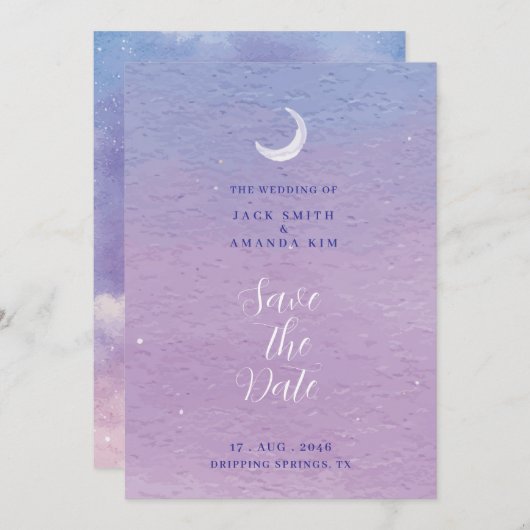 Waterverf Roman Moonlight bruiloft Bewaar de datum Kaart (Voorkant / Achterkant)