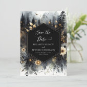 Waterverf Romance betoverd bos bruiloft Save The Date (Staand voorkant)