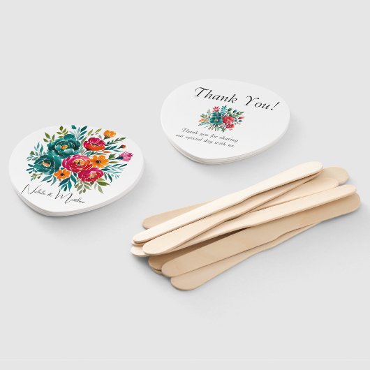 Waterverf Romance bruiloft Handwaaier (Niet-gemonteerd)