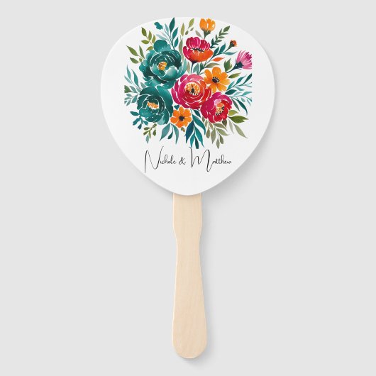 Waterverf Romance bruiloft Handwaaier (Voorkant)