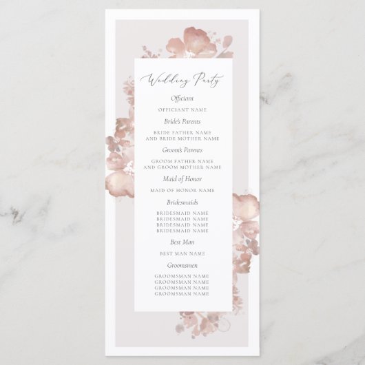 Waterverf Romance bruiloft programma Programmakaart (Achterkant)