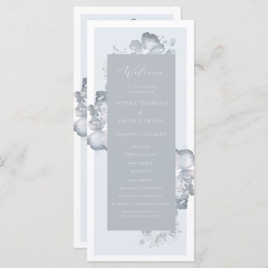 Waterverf Romance bruiloft programma Programmakaart (Voorkant / Achterkant)