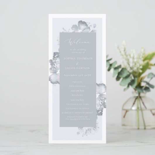 Waterverf Romance bruiloft programma Programmakaart (Staand voorkant)