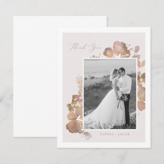 Waterverf Romance Hartelijk dank Bedankkaart (Voorkant / Achterkant)