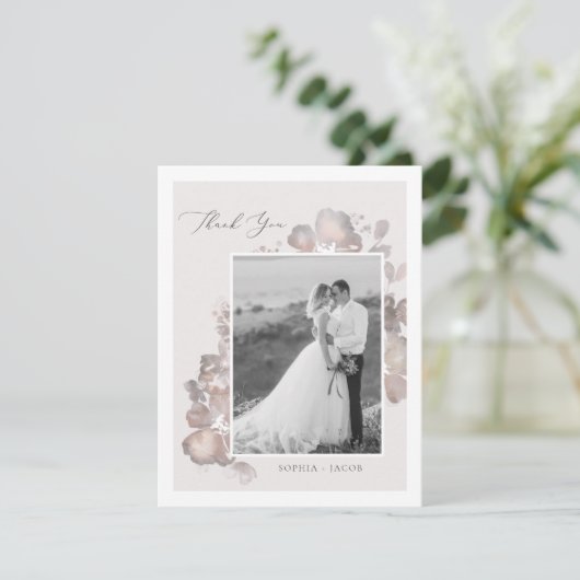 Waterverf Romance Hartelijk dank Bedankkaart (Staand voorkant)