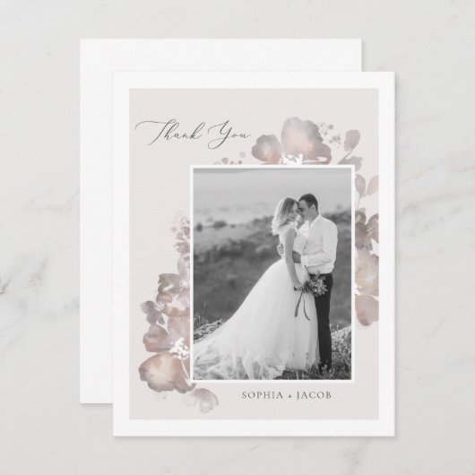 Waterverf Romance Hartelijk dank Bedankkaart (Voorkant / Achterkant)