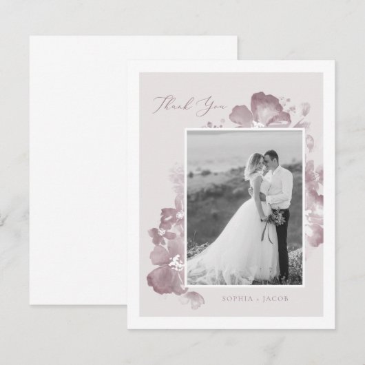 Waterverf Romance Hartelijk dank Bedankkaart (Voorkant / Achterkant)