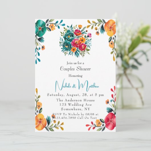 Waterverf Romance Koppels Douche Kaart (Staand voorkant)