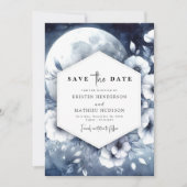 Waterverf Romance Maanverlichte bruiloft Save The Date (Voorkant)