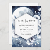 Waterverf Romance Maanverlichte bruiloft Save The Date (Voorkant / Achterkant)