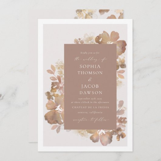 Waterverf Romance Uitnodiging (Voorkant / Achterkant)