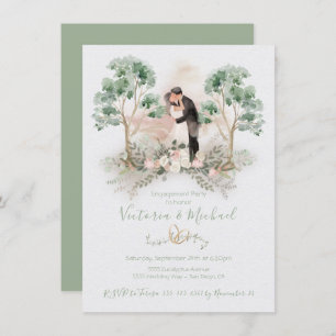 Waterverf Romantic Couple Eucalyptus Floral Kaart
