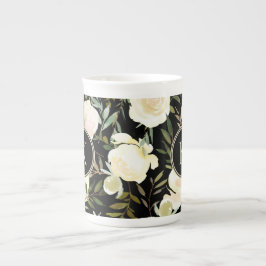 Waterverf Romantic Floral Green en White Porselein Kop
