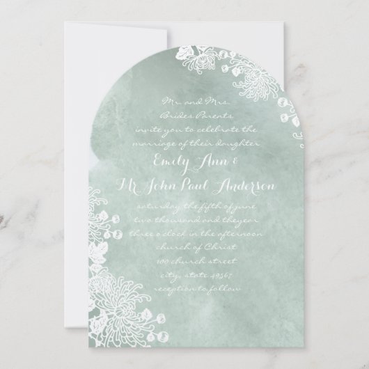 Waterverf Romantic Floral Sage Green Wedding Kaart (Voorkant)