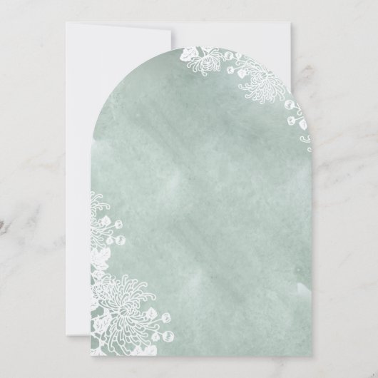 Waterverf Romantic Floral Sage Green Wedding Kaart (Achterkant)