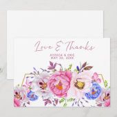 Waterverf Romantic Floral Weddenschap Hartelijk da Bedankkaart (Voorkant / Achterkant)