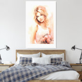Waterverf Romantic Girl Canvas Afdruk (Insitu (Slaapkamer))