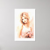 Waterverf Romantic Girl Canvas Afdruk (Voorkant)