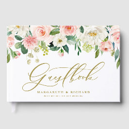 Waterverf Romantic Peach Florals I Wedding Gastenboek