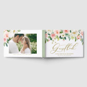 Waterverf Romantic Peach Florals I Wedding Gastenboek (Volledig)
