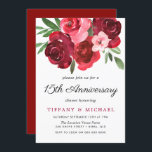 Waterverf Romantic Red Roses 15e Jubileum Kaart<br><div class="desc">Waterverf Romantic Red Roses 15th Wedding Jubileum Dinner Party Invitation Zie passend collectie in winkel</div>