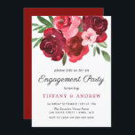 Waterverf Romantic Red Roses Engagement Kaart<br><div class="desc">Waterverf Romantic Red Roses Engagement Party Invitation Zie passend collectie in opslag</div>