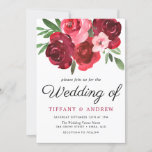 Waterverf Romantic Red Roses Wedding Invite Kaart<br><div class="desc">Waterverf Romantic Red Roses Wedding Invite Zie passend collectie in voorraad</div>