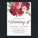 Waterverf Romantic Red Roses Wedding Invite Kaart<br><div class="desc">Waterverf Romantic Red Roses Wedding Invite Zie passend collectie in voorraad</div>