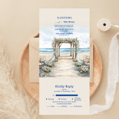 Waterverf Romantic Summer Wedding All In One Uitnodiging