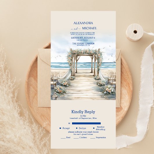 Waterverf Romantic Summer Wedding All In One Uitnodiging