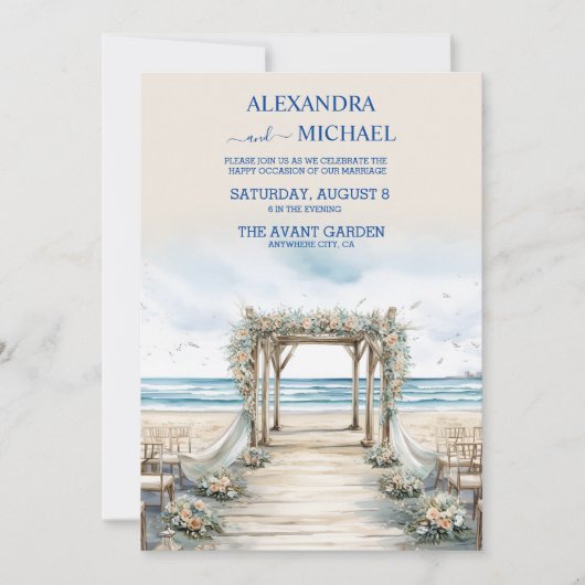 Waterverf Romantic Summer Wedding Kaart (Voorkant)