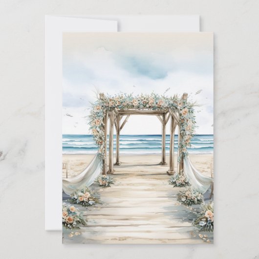 Waterverf Romantic Summer Wedding Kaart (Achterkant)