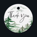 Waterverf Romantic Woodland Hartelijk dank Bedankjes Labels<br><div class="desc">Stuur familie, vrienden en gast bedankt voor je deelname aan je feest met deze aanpasbare favoriete tags. Het bevat groene waterverf bomen en bergen met moderne kalligrafie. Dit beboste beestje is perfect voor lente- en valbruiloften, vrijgezellenfeesten, baby showers en andere evenementen. Personaliseer door een kort bericht aan de rug van...</div>