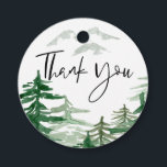 Waterverf Romantic Woodland Hartelijk dank Bedankjes Labels<br><div class="desc">Stuur familie, vrienden en gast bedankt voor je deelname aan je feest met deze aanpasbare favoriete tags. Het bevat groene waterverf bomen en bergen met moderne kalligrafie. Dit beboste beestje is perfect voor lente- en valbruiloften, vrijgezellenfeesten, baby showers en andere evenementen. Personaliseer door een kort bericht aan de rug van...</div>