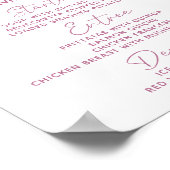 Waterverf Romantisch Bloemenbruiloft Menu Tafelbor Poster (Hoek)