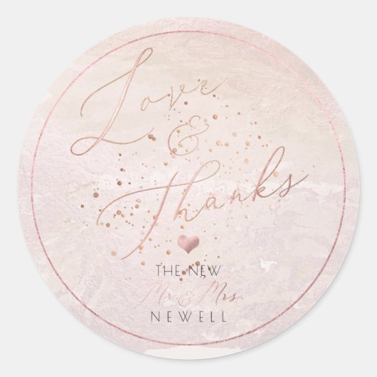 Waterverf Romantisch Blush Coastal Beach Dank u Ronde Sticker (Voorkant)