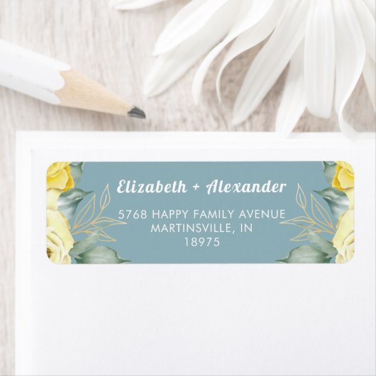 Waterverf romantisch label gele rozen (Insitu)