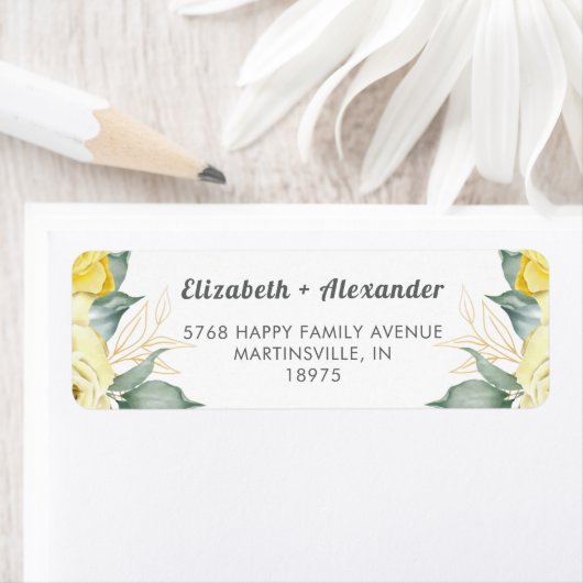 Waterverf romantisch label gele rozen (Insitu)