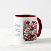 Waterverf Romantisch Schattige Rode Rose Bloemen M Mok (Voorkant rechts)