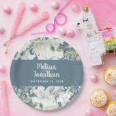 Waterverf romantische bloemetjes bruiloft papieren bordje (Feest)