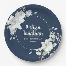 Waterverf romantische bloemetjes bruiloft papieren bordje