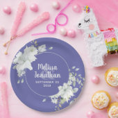 Waterverf romantische bloemetjes bruiloft papieren bordje (Feest)