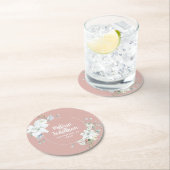 Waterverf romantische bloemetjes bruiloft ronde kartonnen onderzetter (Insitu)