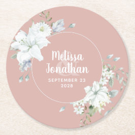 Waterverf romantische bloemetjes bruiloft ronde kartonnen onderzetter