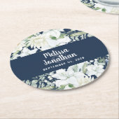 Waterverf romantische bloemetjes bruiloft ronde kartonnen onderzetter (Gebogen)