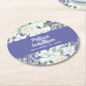 Waterverf romantische bloemetjes bruiloft ronde kartonnen onderzetter (Gebogen)