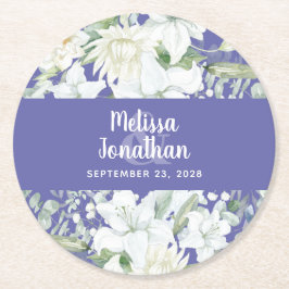 Waterverf romantische bloemetjes bruiloft ronde kartonnen onderzetter