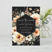 Waterverf romantische perzik bruiloft save the date (Staand voorkant)