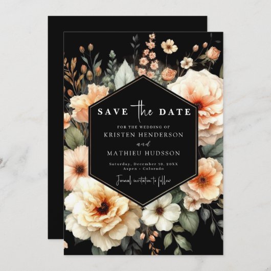 Waterverf romantische perzik bruiloft save the date (Voorkant / Achterkant)