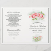 Waterverf Romantische Rozen Folded Wedding Program (Voorkant)